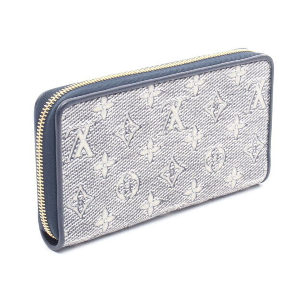 Louis Vuitton Zippy Wallet Jacquard Long Leather White Navy Blue - Picture 2 of 6